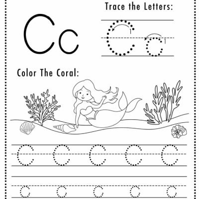 Letter C Mermaid Worksheets