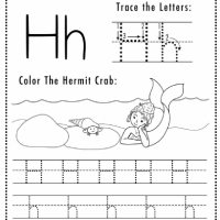 Mermaid Themed Letter H Worksheets