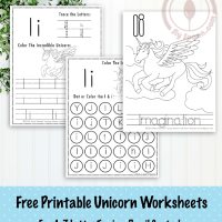 Unicorn Themed Letter I Worksheets