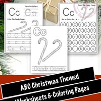 Free Printable Christmas Themed Letter C Tracing & Dot Marker Worksheets