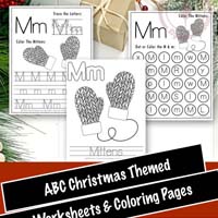 Free Printable Christmas Themed Letter M Tracing & Dot Marker Worksheets