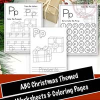 Free Printable Christmas Themed Letter P Tracing & Dot Marker Worksheets