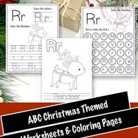 Free Printable Christmas Themed Letter R Tracing & Dot Marker Worksheets