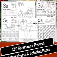 Free Printable Christmas Themed Letter S Tracing & Dot Marker Worksheets