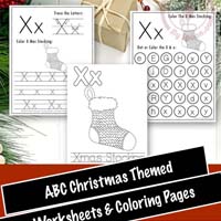 Free Printable Christmas Themed Letter X Tracing & Dot Marker Worksheets