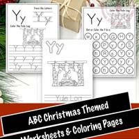 Free Printable Christmas Themed Letter Y Tracing & Dot Marker Worksheets