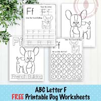 Dog Themed Letter F Worksheets