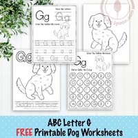 Dog Themed Letter G Worksheets