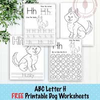 Dog Themed Letter H Worksheets