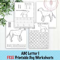 Dog Themed Letter I Worksheets