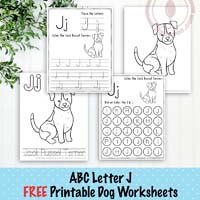 Dog Themed Letter J Worksheets