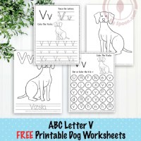 Dog Letter V Worksheets, Dot Marker, Letter Tracing, Dog Coloring Pages