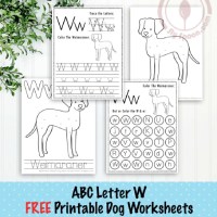 Dog Letter W Worksheets, Dot Marker, Letter Tracing, Dog Coloring Pages