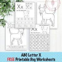 Dog Letter X Worksheets, Dot Marker, Letter Tracing, Dog Coloring Pages