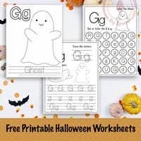 Halloween Letter G Worksheets