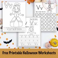 Halloween Letter V Worksheets