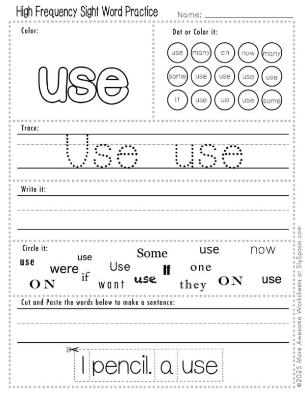Free Printable High Frequency Sight Word Worksheets for Words: Made ...