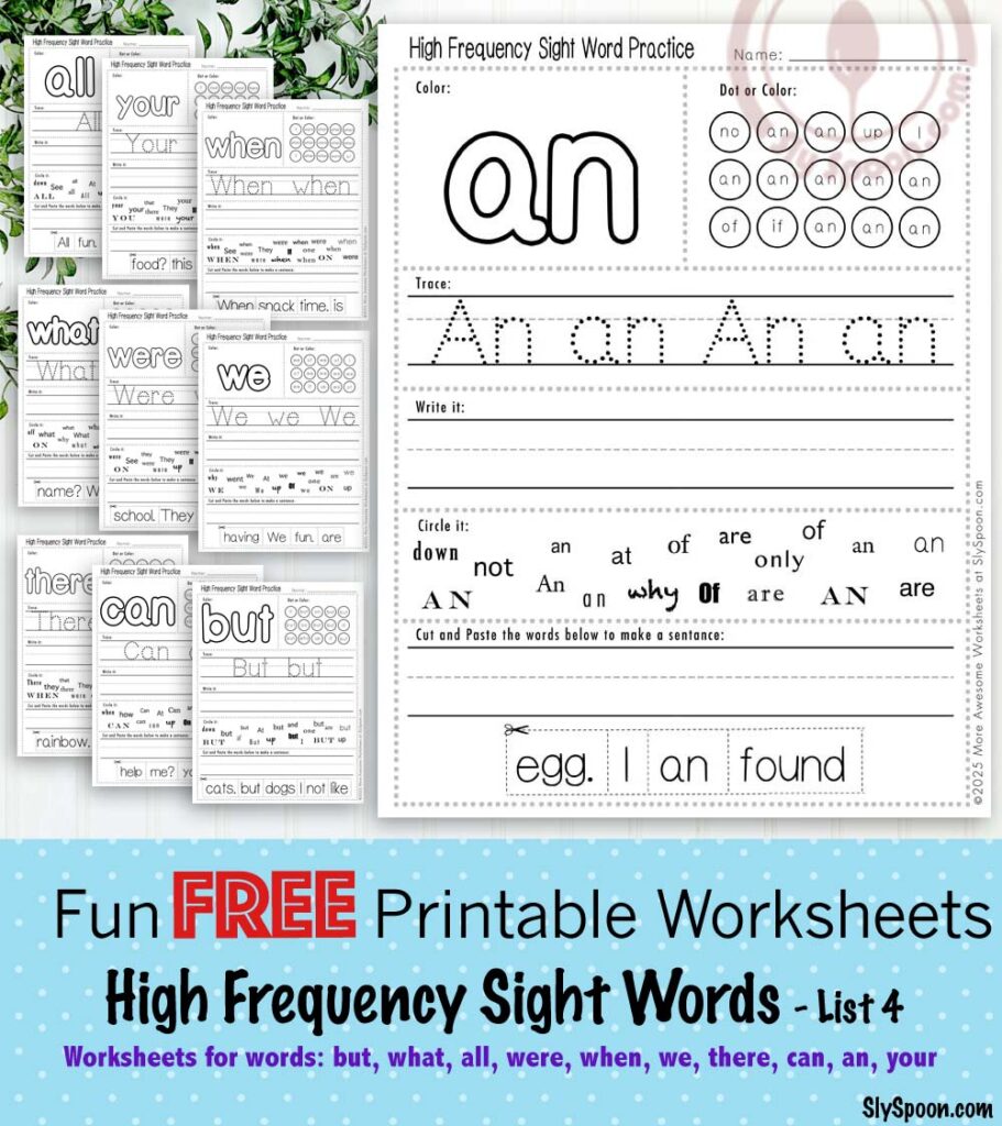 High Frequency Free Printable Sight Word Worksheets Site Set 4 But What All Were When We There Can An Your