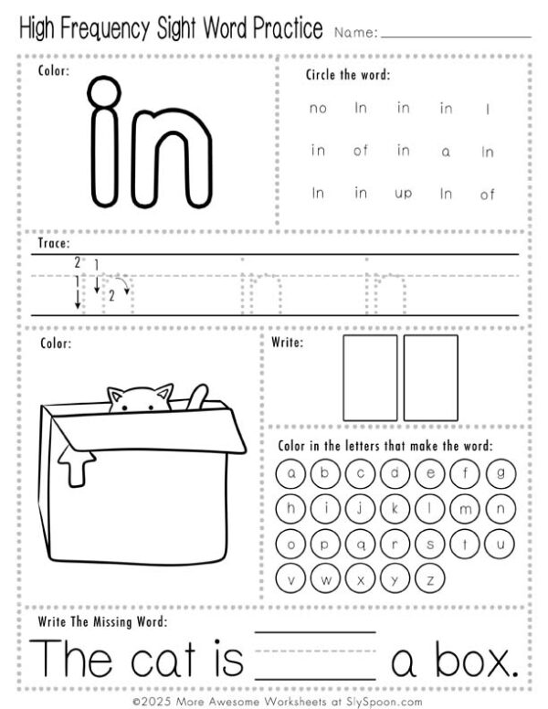 Free Printable High Frequency Sight Word Worksheets - Sight Words The ...