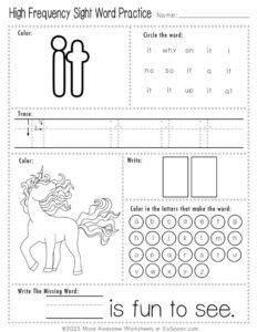 Free Printable High Frequency Sight Word Worksheets - Sight Words The ...