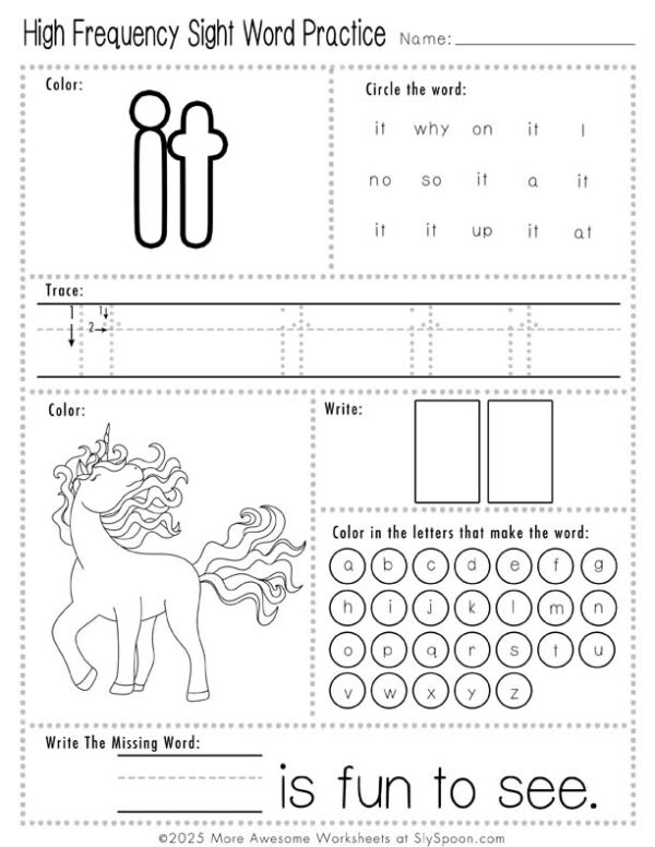 Free Printable High Frequency Sight Word Worksheets - Sight Words The ...