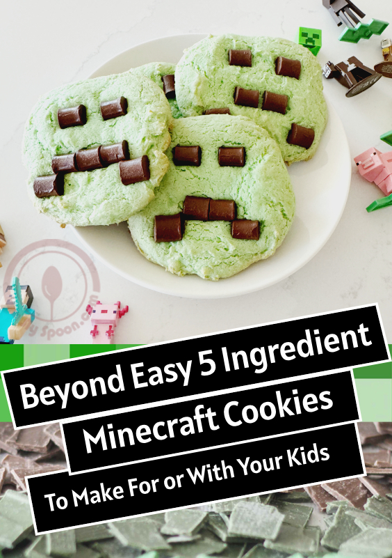 Super Fast and Easy 5 Ingredient Minecraft Cookies To Make with your kids heading images