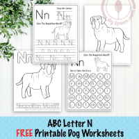 Dog Themed Letter N Worksheets