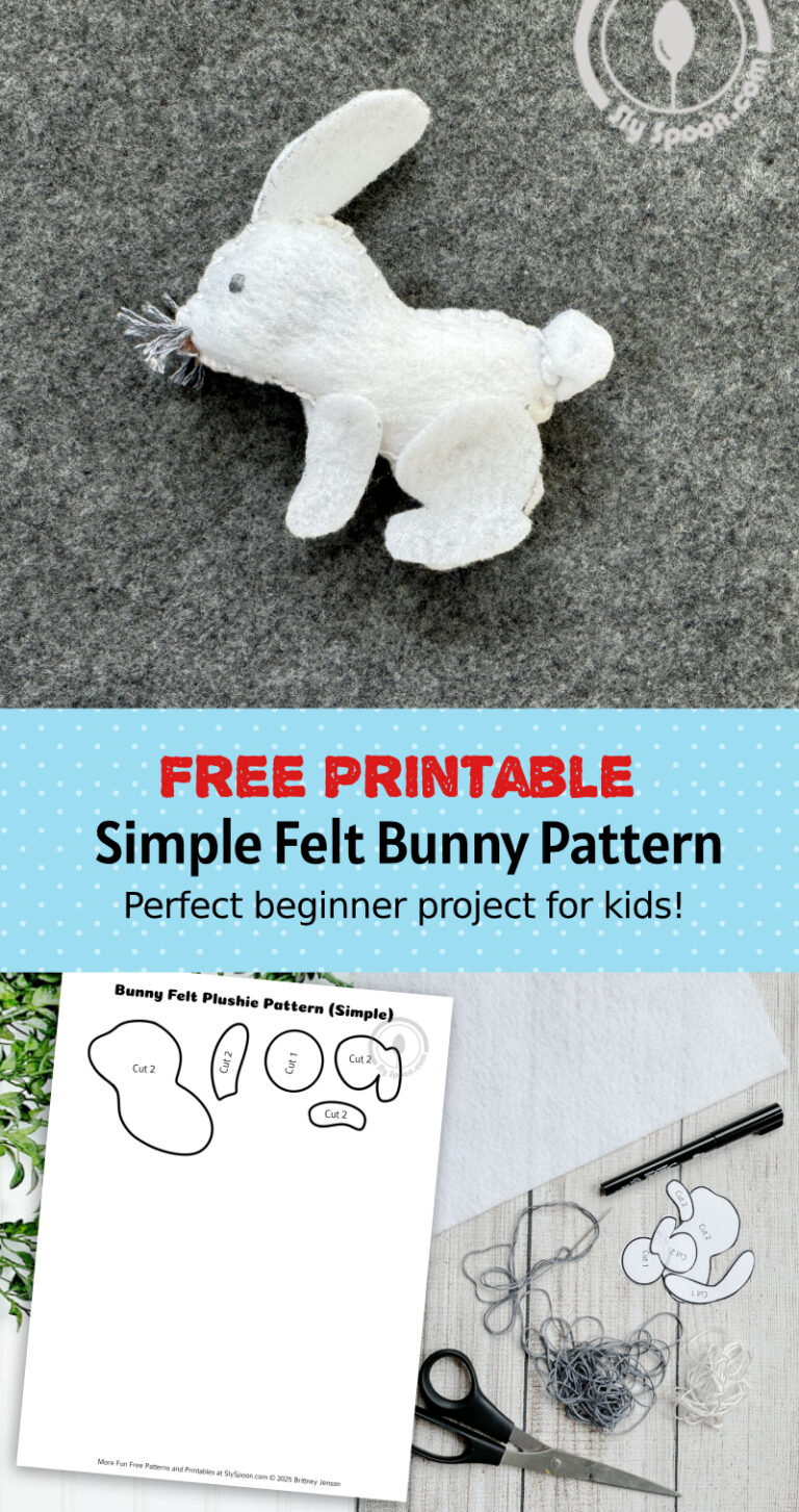 How to Hand Sew a Simple Felt Bunny Rabbit - Free Printable Pattern ...