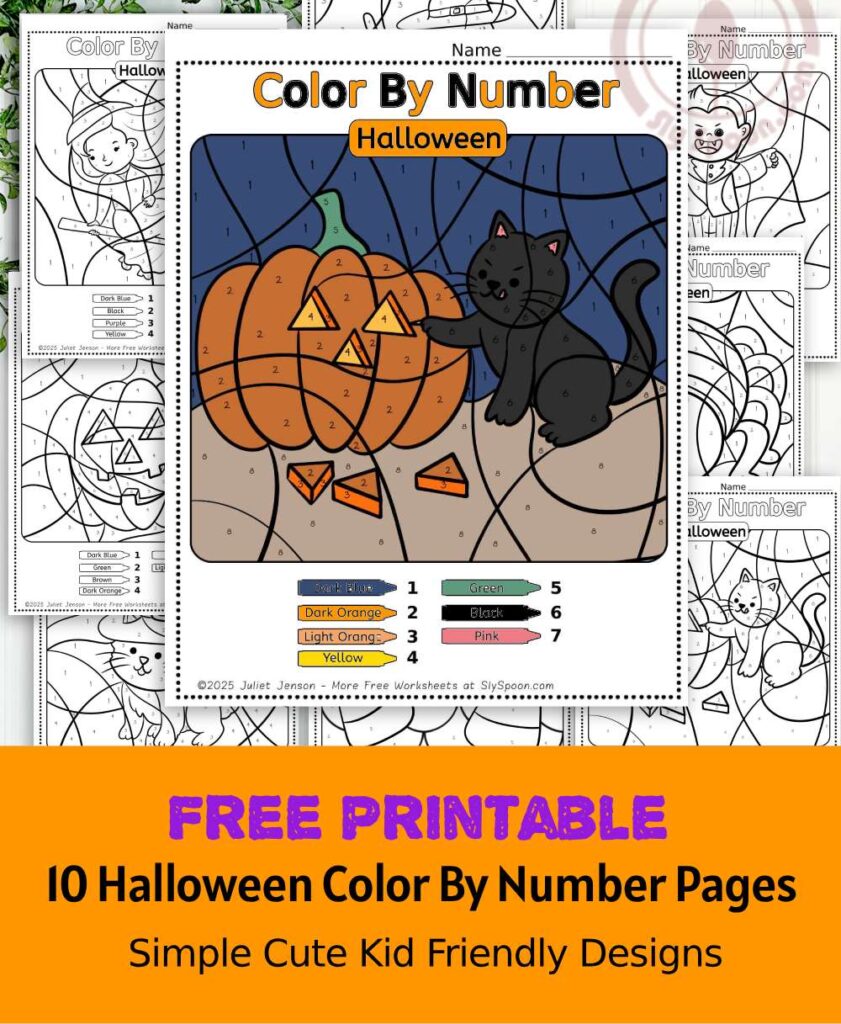 10 Free Printable Halloween Themed Color by Number Worksheets for Easy Halloween Activities. This Easy Halloween activity idea is perfect for preschoolers, and kindergarteners helping kids develop fine motor skills, practice color recognition, and learn to follow directions. Ideal for classrooms or home use! #HalloweenActivities #ColorByNumber #PrintableWorksheets #PreschoolFun #HalloweenCrafts #LearningThroughPlay #bat #halloweencoloring #halloweenactivityideas