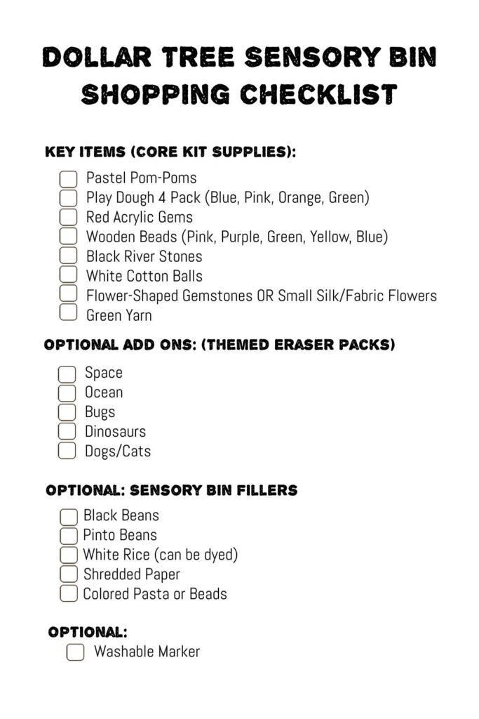 Printable List of Supplies