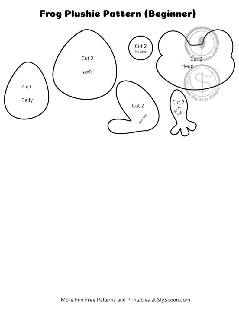 Frog Felt Plushie Easy Free Printable Pattern For Kids