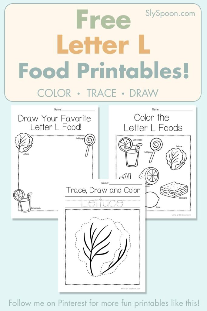 Free Letter L food printables for preschool – color, trace, and draw activities with lemon and lime illustrations