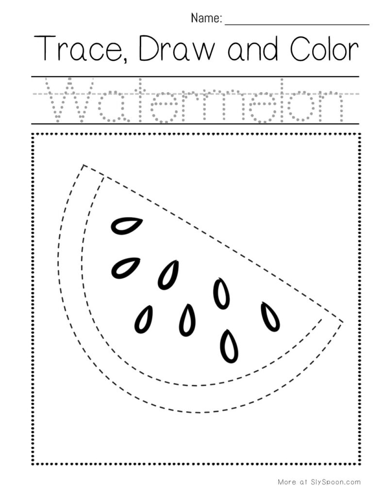 Trace, draw, and color a waffle – preschool pencil control worksheet for letter W alphabet learning