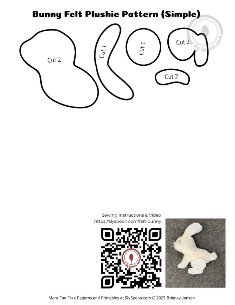 How to Hand Sew a Simple Felt Bunny Rabbit - Free Printable Pattern ...