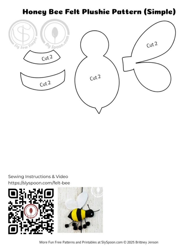 Free Printable Easy Bee Felt Pattern