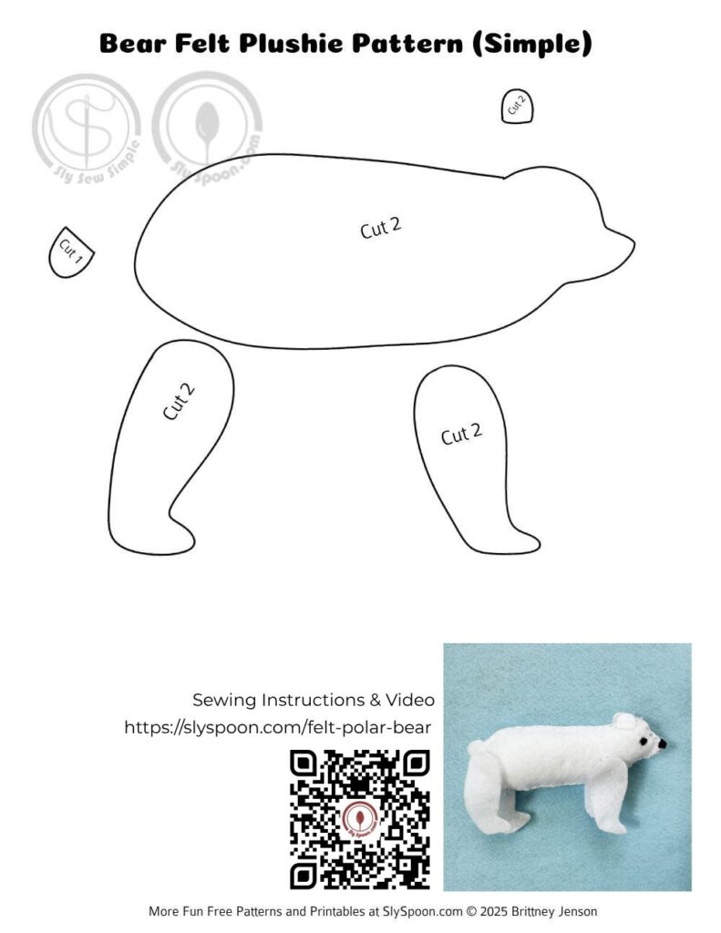 Free Printable Easy Polar Bear Felt Pattern
