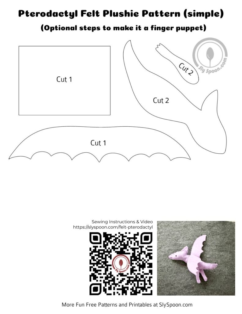 Free Printable Easy Pterodactyl Felt Pattern