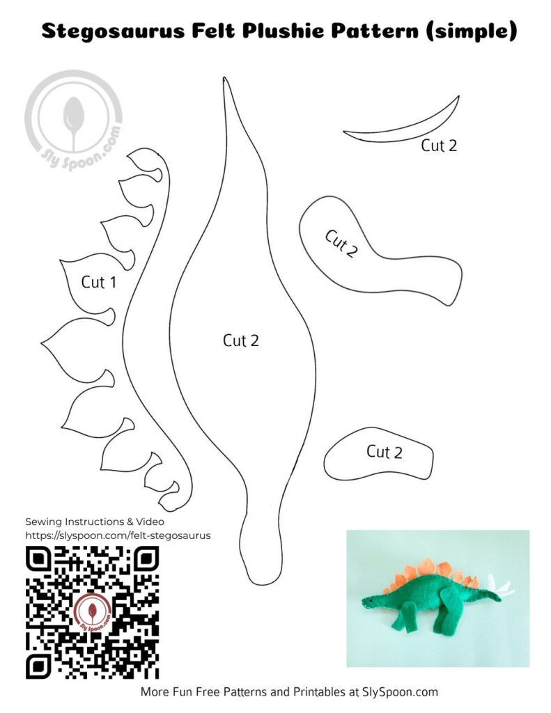 Free Printable Easy Stegosaurus Felt Pattern