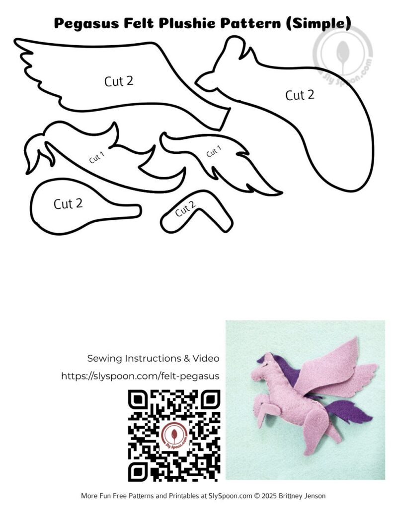 Free Printable Easy Pegasus Felt Pattern