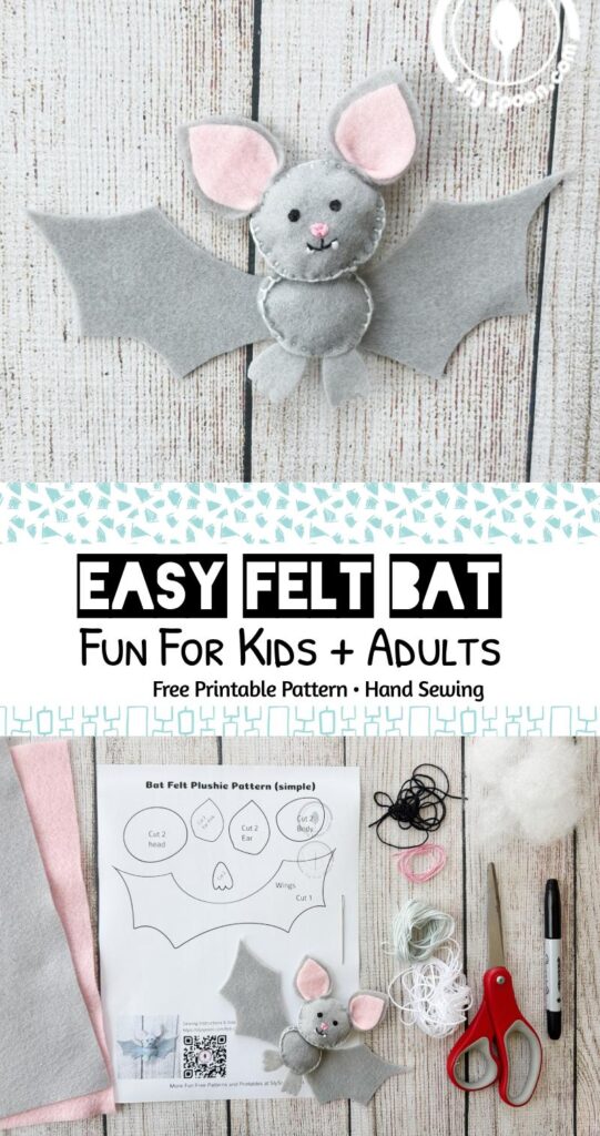 finished felt bat, pattern, and supplies needed