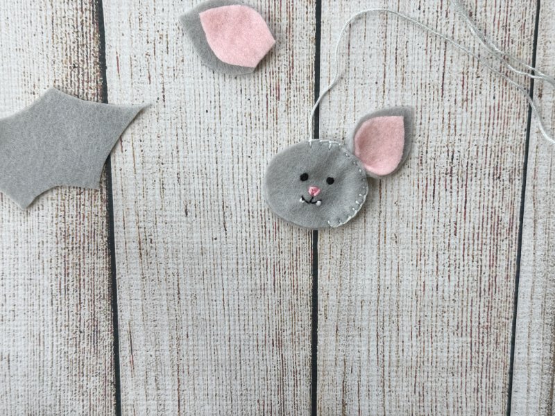 blanket stitch between the bat ears