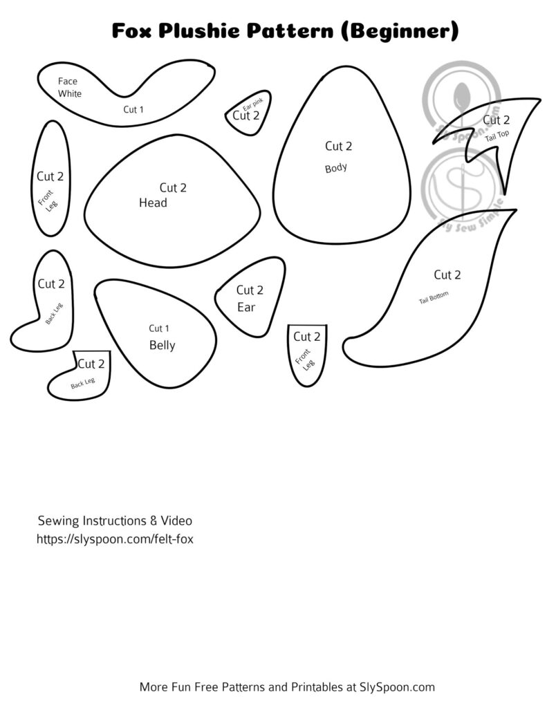 Free Printable Felt Sewing Fall Fox Pattern with video sew along Thanksgiving Winter