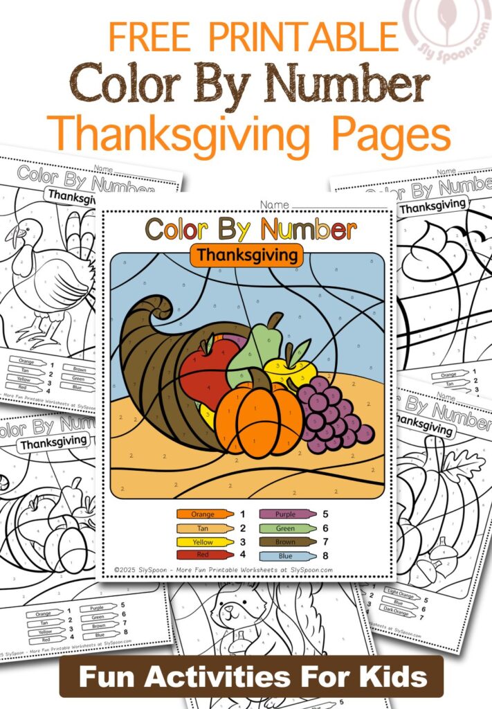Free Fall Harvest Color by Number Printables for Kids