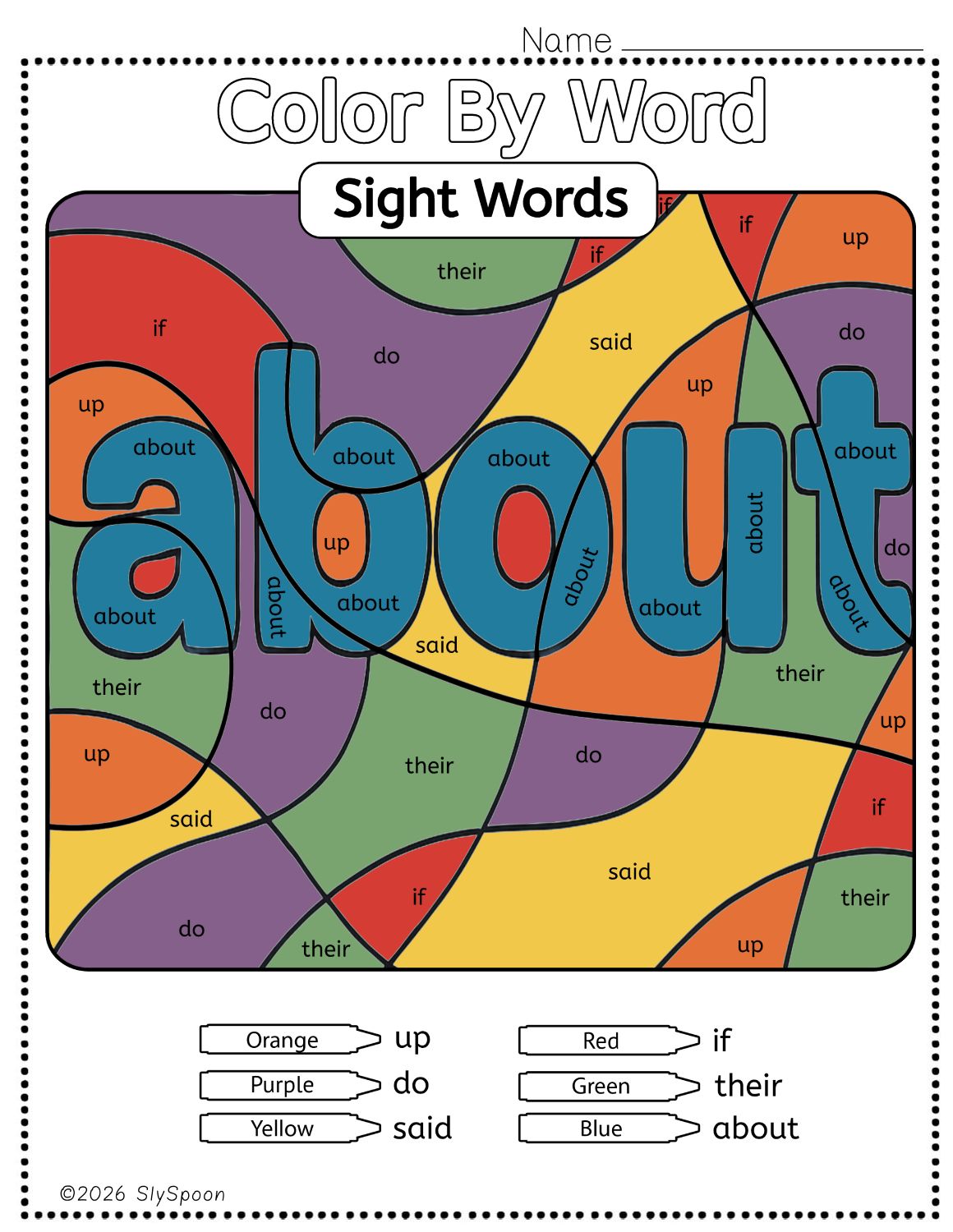 Free Printable “About” Sight Word Worksheets for Kindergarten & First ...