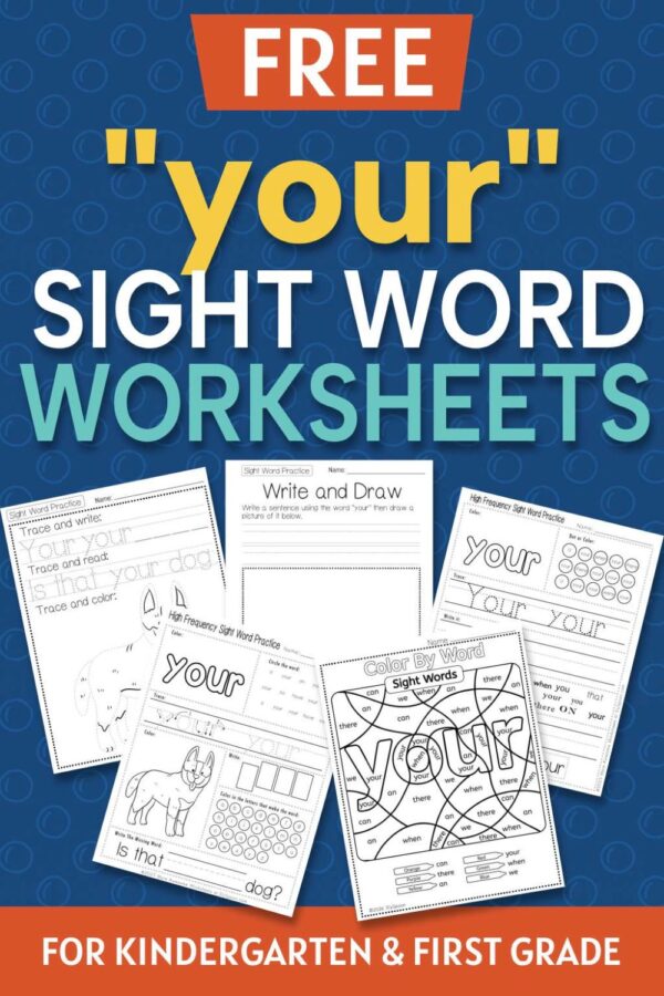 Free Printable “Your” Sight Word Worksheets for Kindergarten & First ...