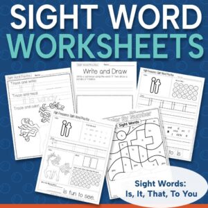 Sight Word Activity Pack – Volume 2 (Is, It, That, To, You) | 25 Printable Worksheets for Kindergarten & Preschool (Copy)