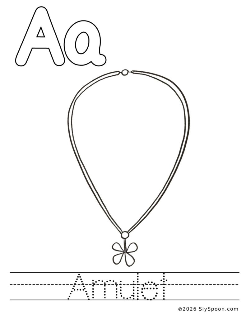 St. Patrick’s Day letter A letter tracing worksheet where kids trace uppercase and lowercase A letters, pencil control practice with a leprechaun amulet to color