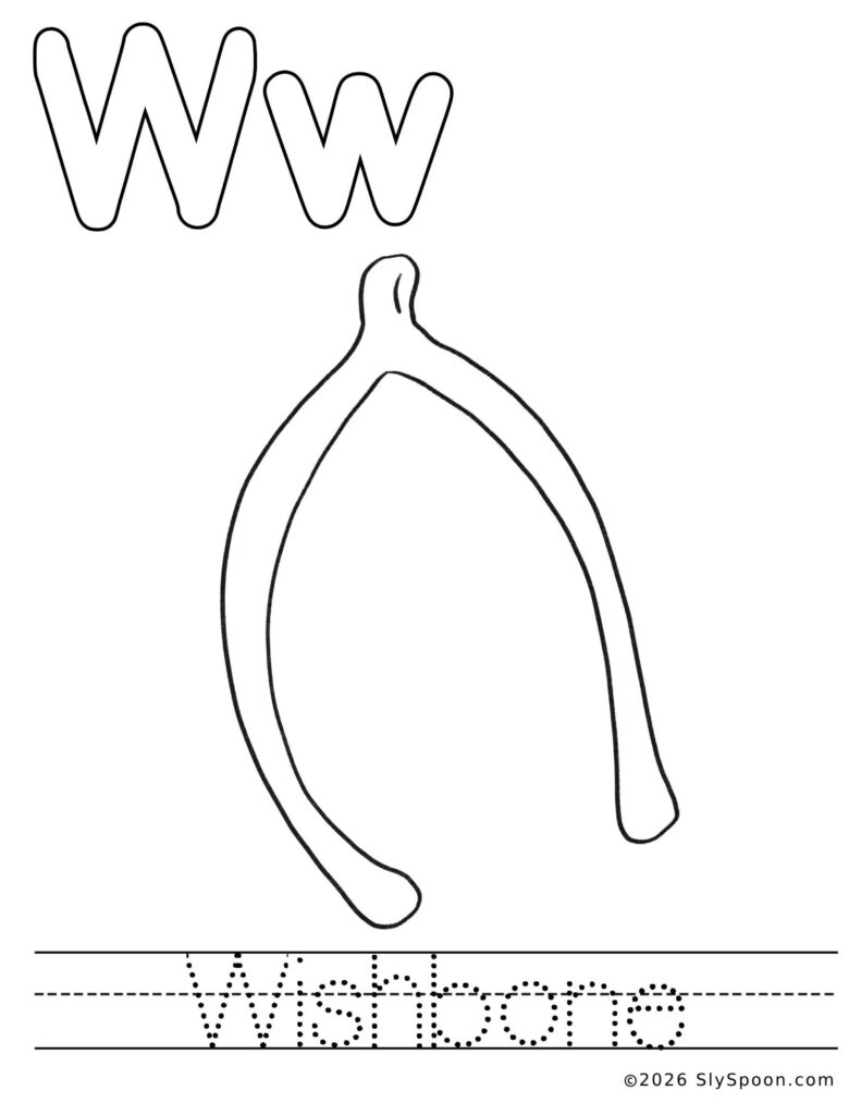 Color and Trace Wishbone – Letter W St. Patrick’s Day Worksheet St. Patrick’s Day letter W color and trace worksheet with a wishbone picture to color and the word wishbone to trace