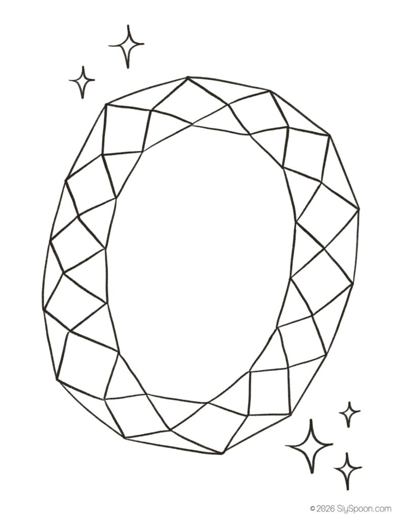 St. Patrick’s Day emerald coloring page for kids, free printable holiday worksheet for preschool and kindergarten