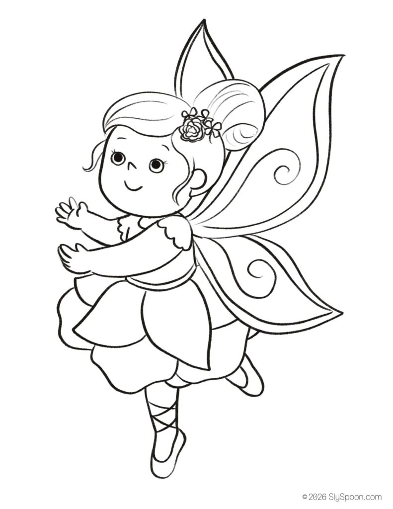 St. Patrick’s Day fairy coloring page for kids, free printable holiday worksheet for preschool and kindergarten